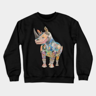 Crash of Rhinos Mechanical Rhino Psychedelic Phoenix Crewneck Sweatshirt